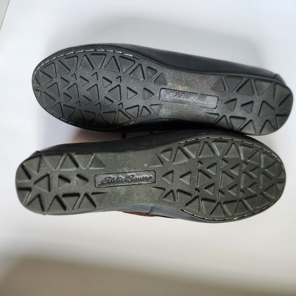Eddie Bauer Womens Navy Leather Loafers with Brown Ties Sz 10 - Picture 6 of 8